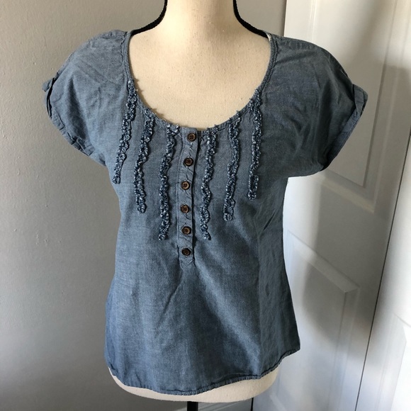 ❤️3X20 DREAM OUT LOUD CHAMBRAY LADIES TOP/ M - Picture 1 of 12